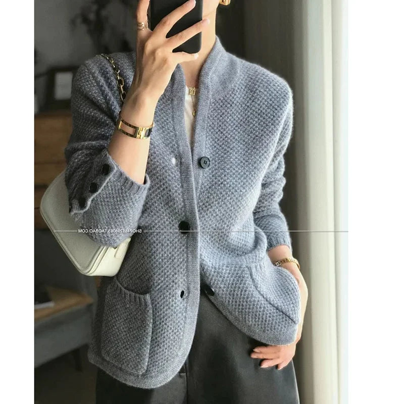 Autumn winter new thickened 100% pure sweater loose knit base sweater