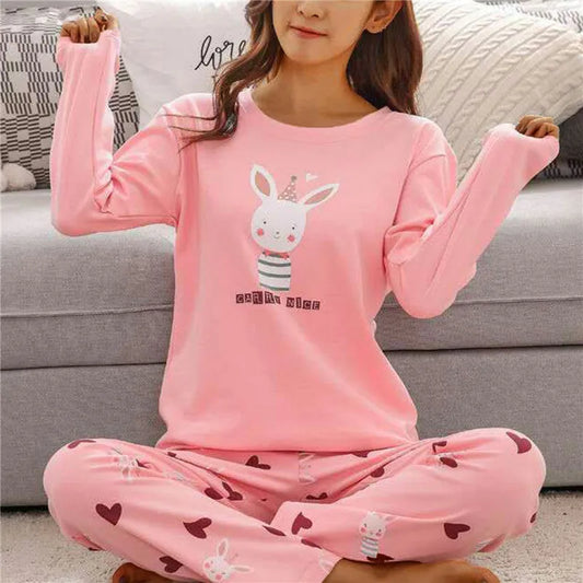 Women's Cotton Pajamas Sleepwear Sets Women 2 Pieces Cartoon Pajamas