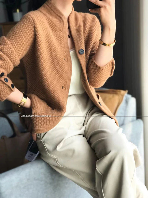 Autumn winter new thickened 100% pure sweater loose knit base sweater