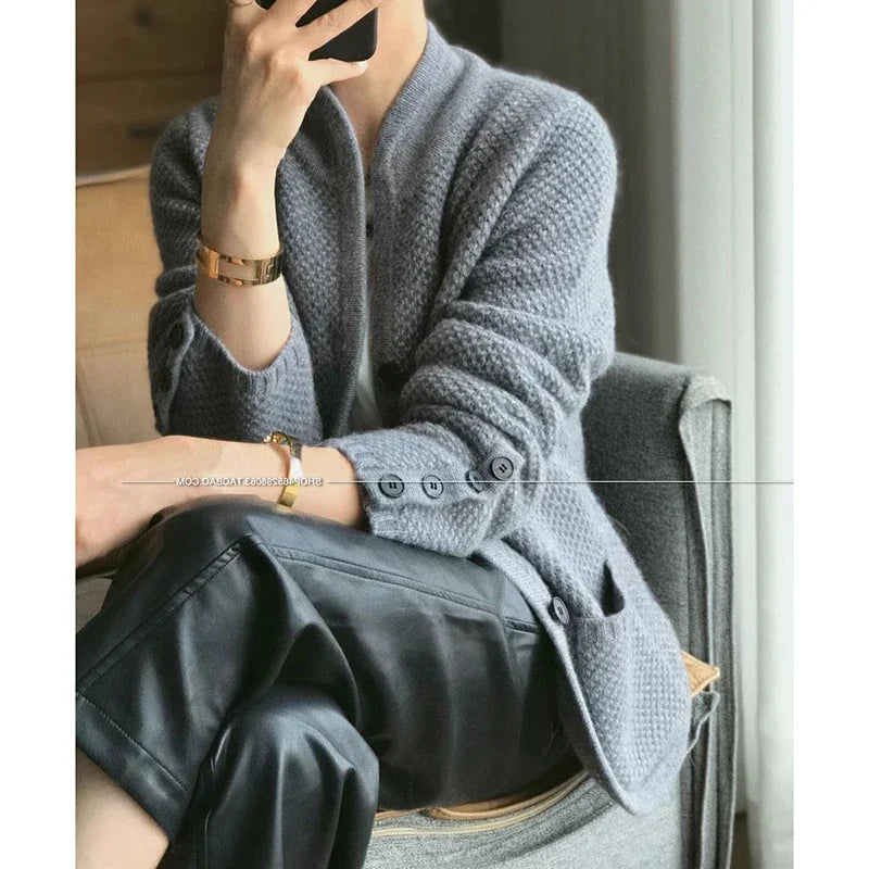 Autumn winter new thickened 100% pure sweater loose knit base sweater