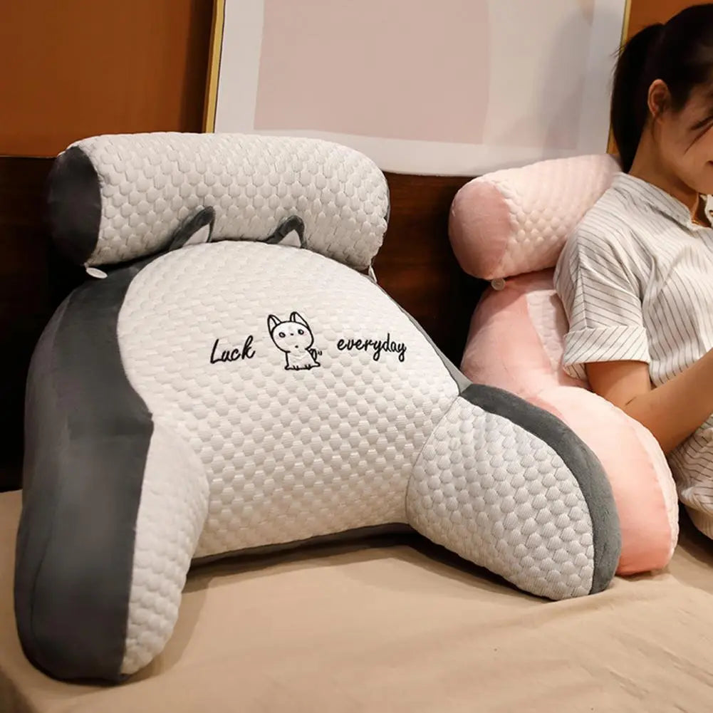 Detachable Bed Pillow Cartoon Print Bed Reading Pillow with Arm