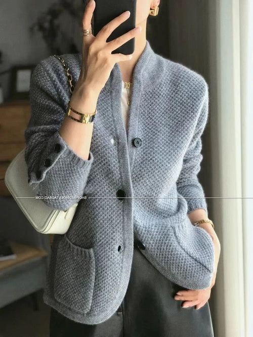 Autumn winter new thickened 100% pure sweater loose knit base sweater